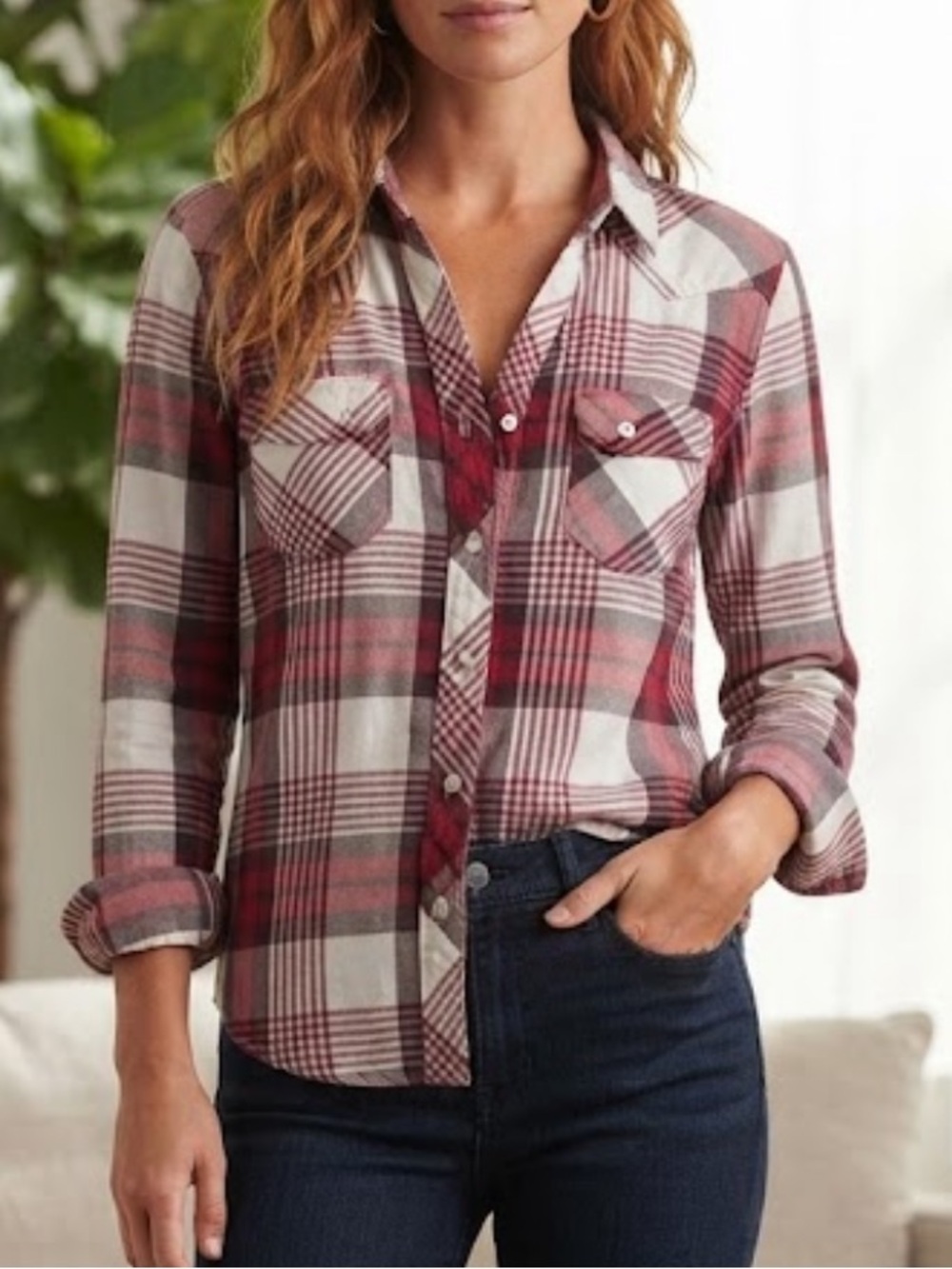 American Rag Cotton Plaid Shirt